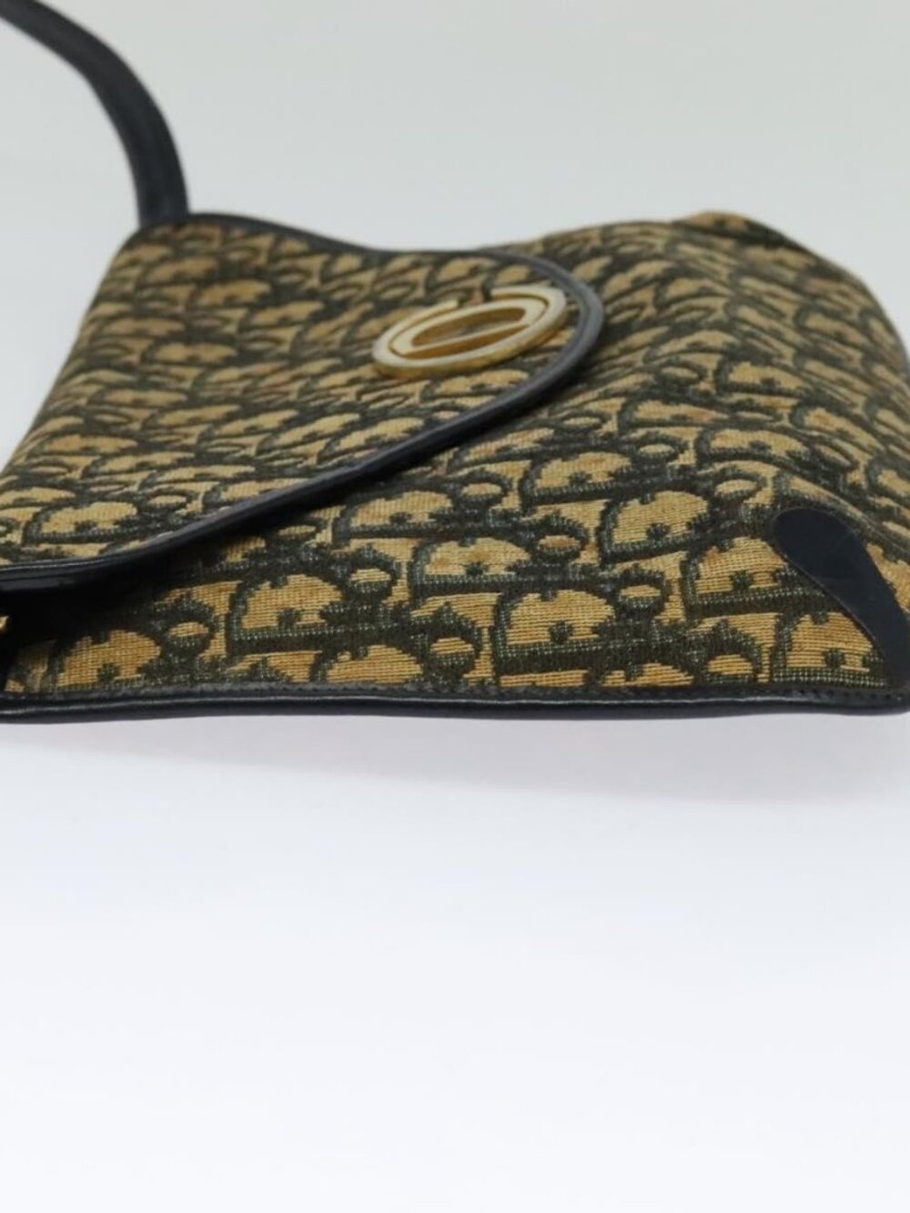 Christian Dior Trotter Canvas Shoulder Bag Navy Gold Auth yk18204 - Picture 4 of 16